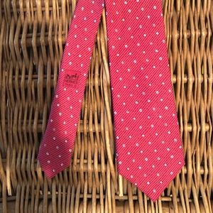 Hermès ties in red with white and blue dots